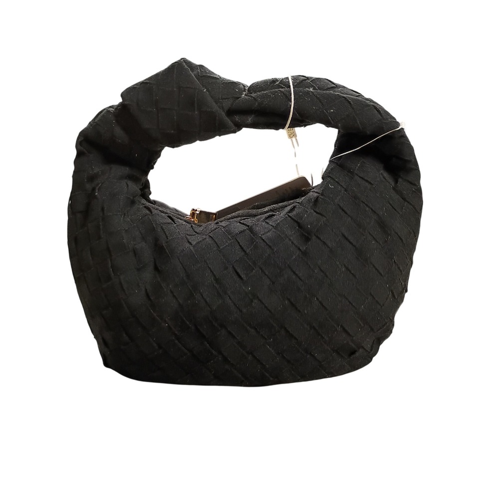 Urban Expressions Woven Hobo Bag Womens Small Black New Knotted Vegan Suede - Picture 3 of 5